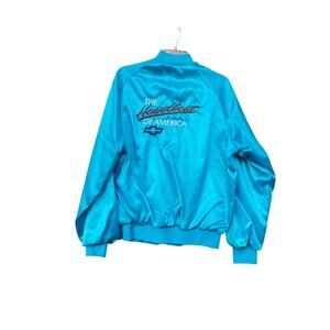 Vintage 80s Chevrolet Heartbeat of America Satin Jacket WestArk USA Women's L